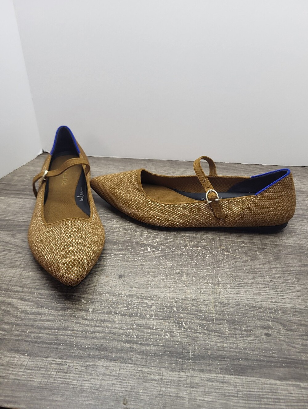Rothy's The Point Mary Jane II Flats Bronze Metallic Washable Knit Size 9